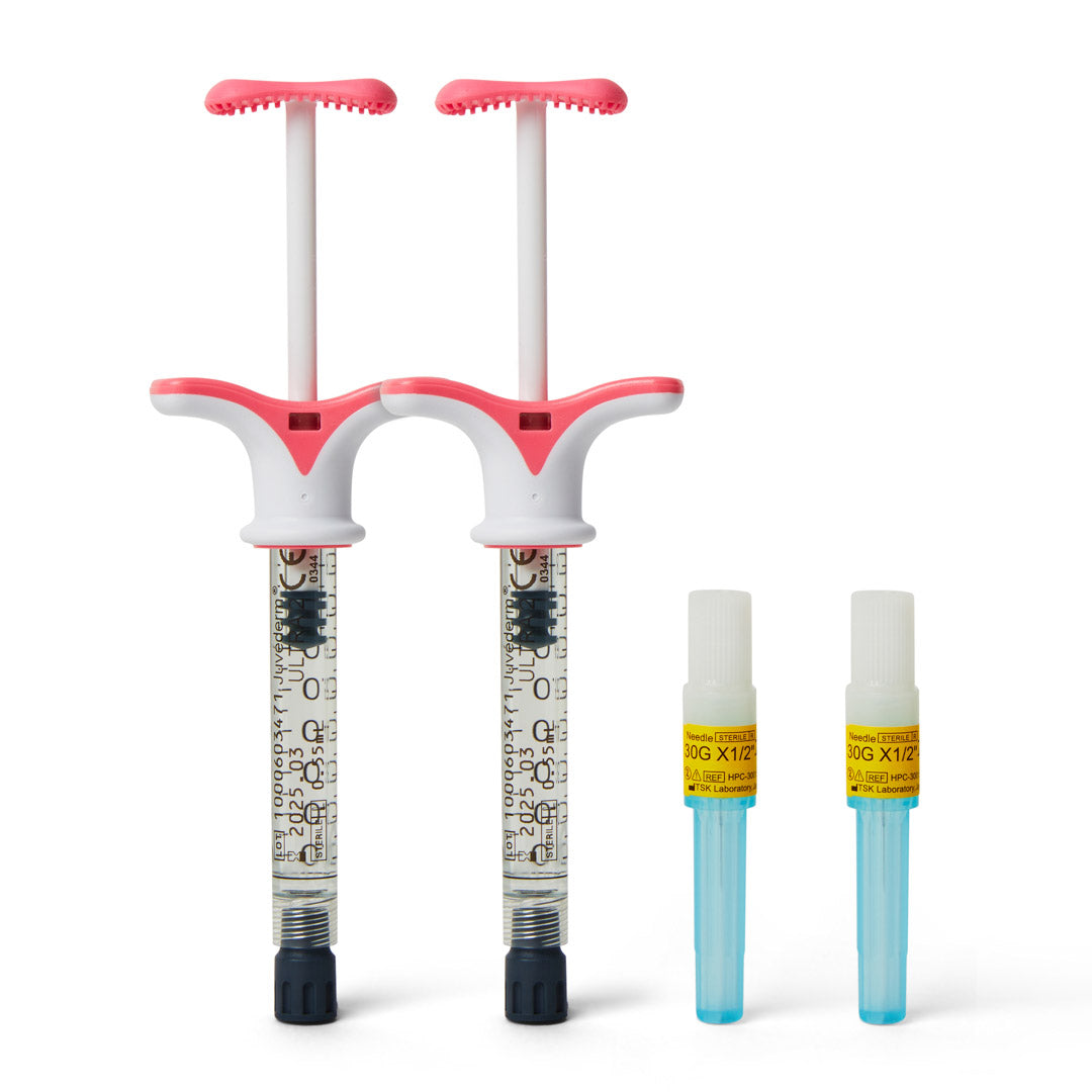 contense of Juvéderm box. Juvederm dermal filler for fine lines, facial enhancements and lip augmentation.