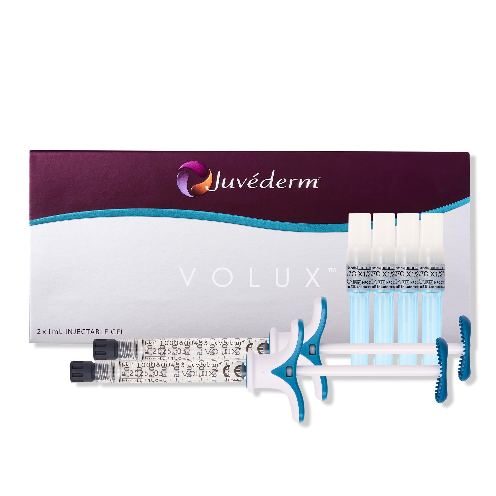 Juvederm volux display. Hyaluronic acid dermal filler for augmentation of the chin, jaw or cheeks in facial contouring.