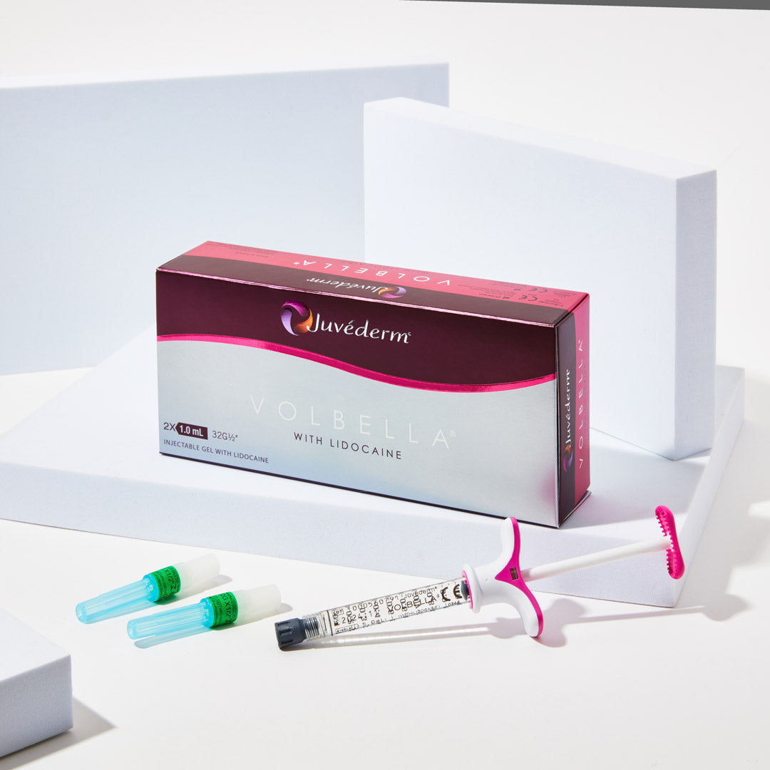 Juvederm Volbella display. Juvederm hyaluronic acid dermal filler for fine lines around the mouth and lip enhancement.