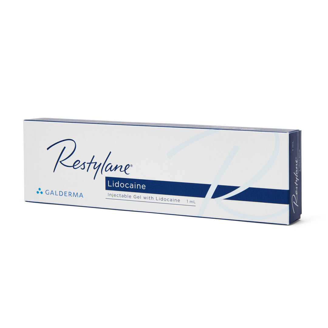 Restylane Classic box.  Hyaluronic acid dermal filler with lidocaine for the reduction of folds and wrinkles, giving a smoother and more youthful appearance.