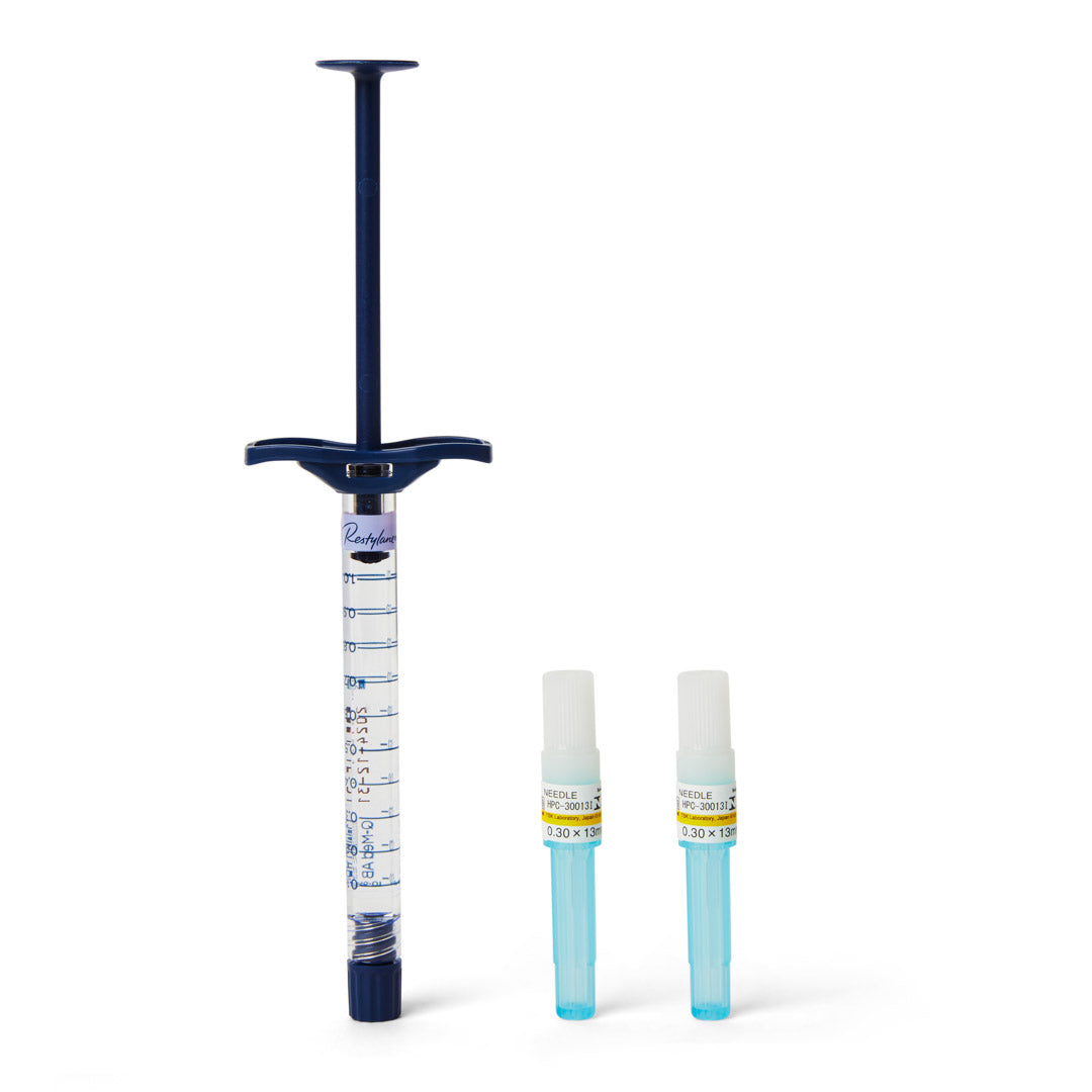 Restylane Refyne Content.  Hyaluronic acid dermal filler for the reduction of folds and wrinkles, giving a smoother and more youthful appearance.