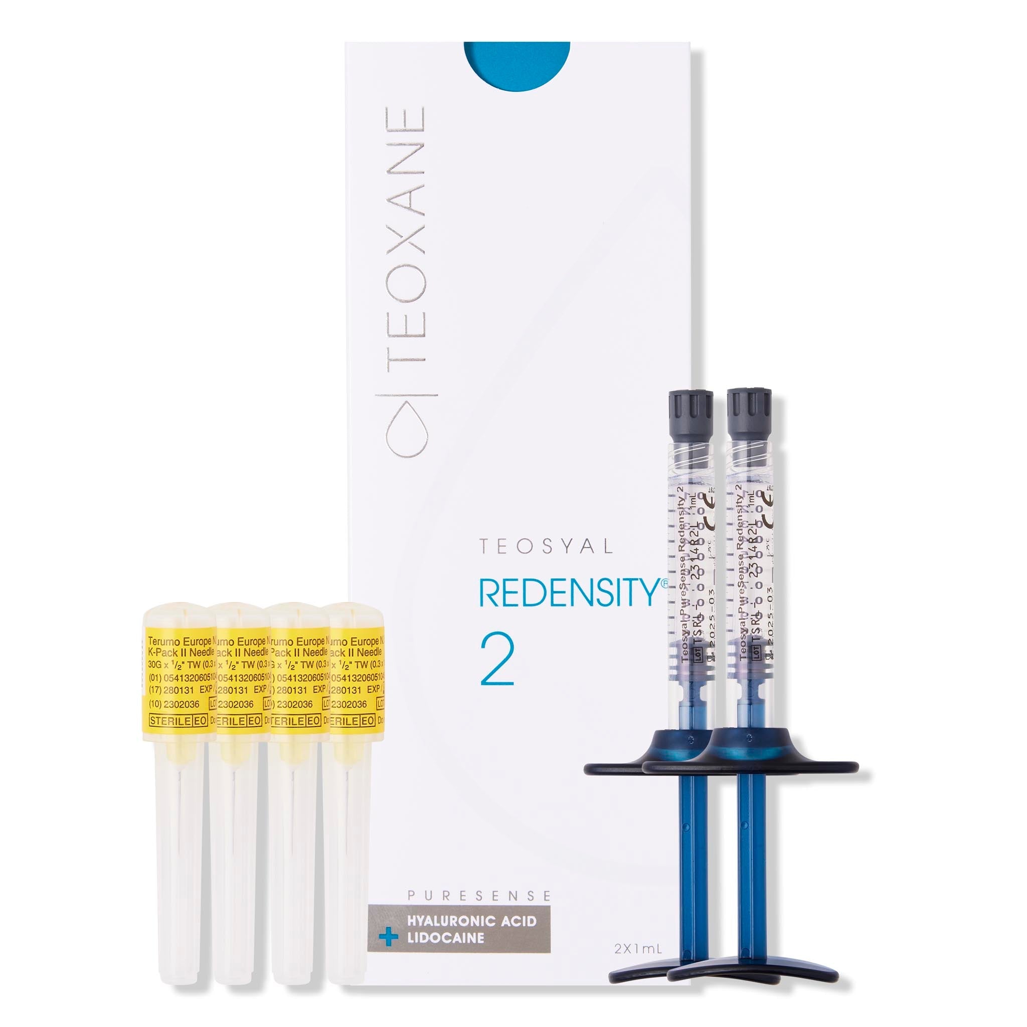 Teosyal pure Redensity 2 Display. Hyaluronic acid dermal filler for the under eyes, to improve hollowness and darkness.
