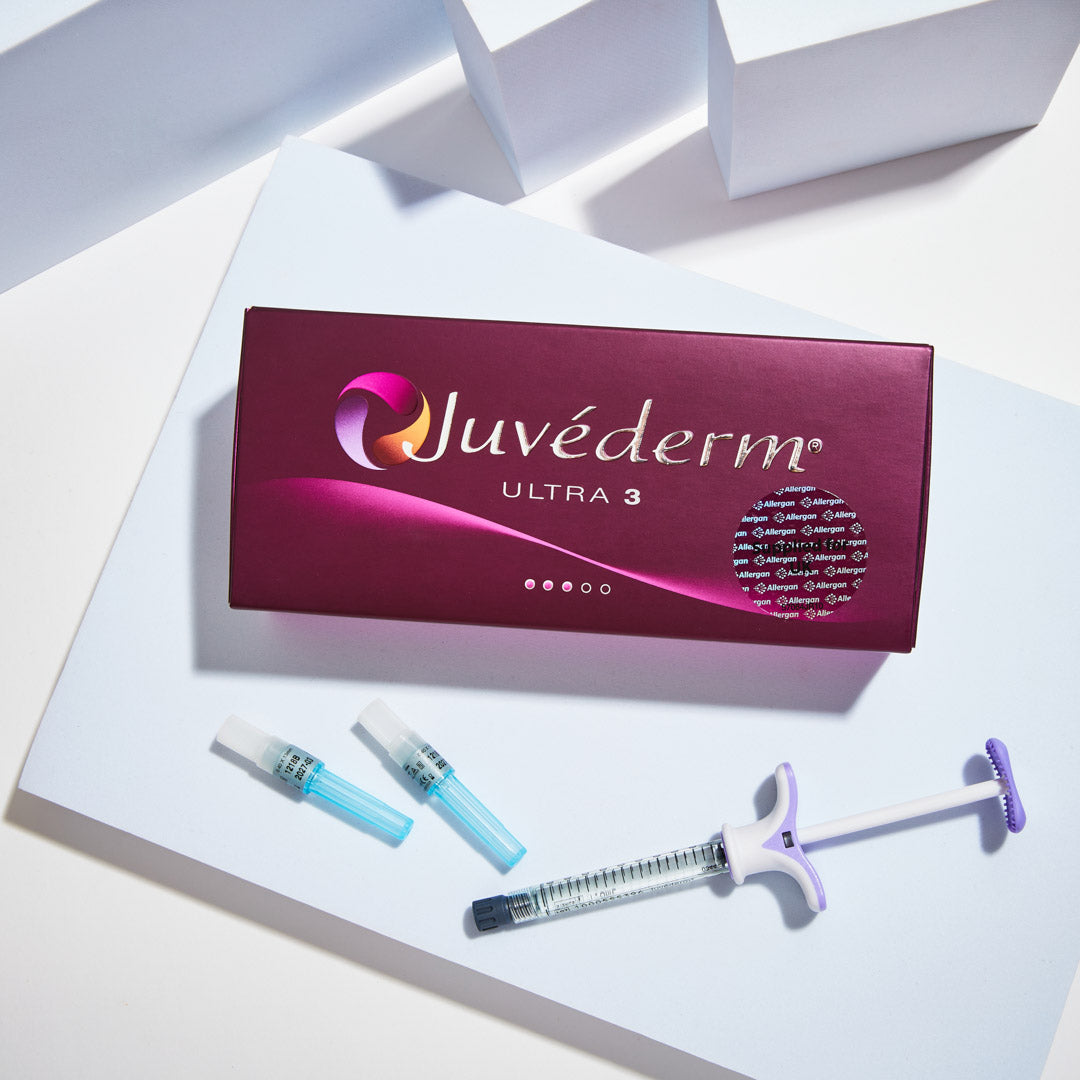 Juvederm Ultra 3 display. Juvederm dermal filler for nasolabial folds and marionette lines.