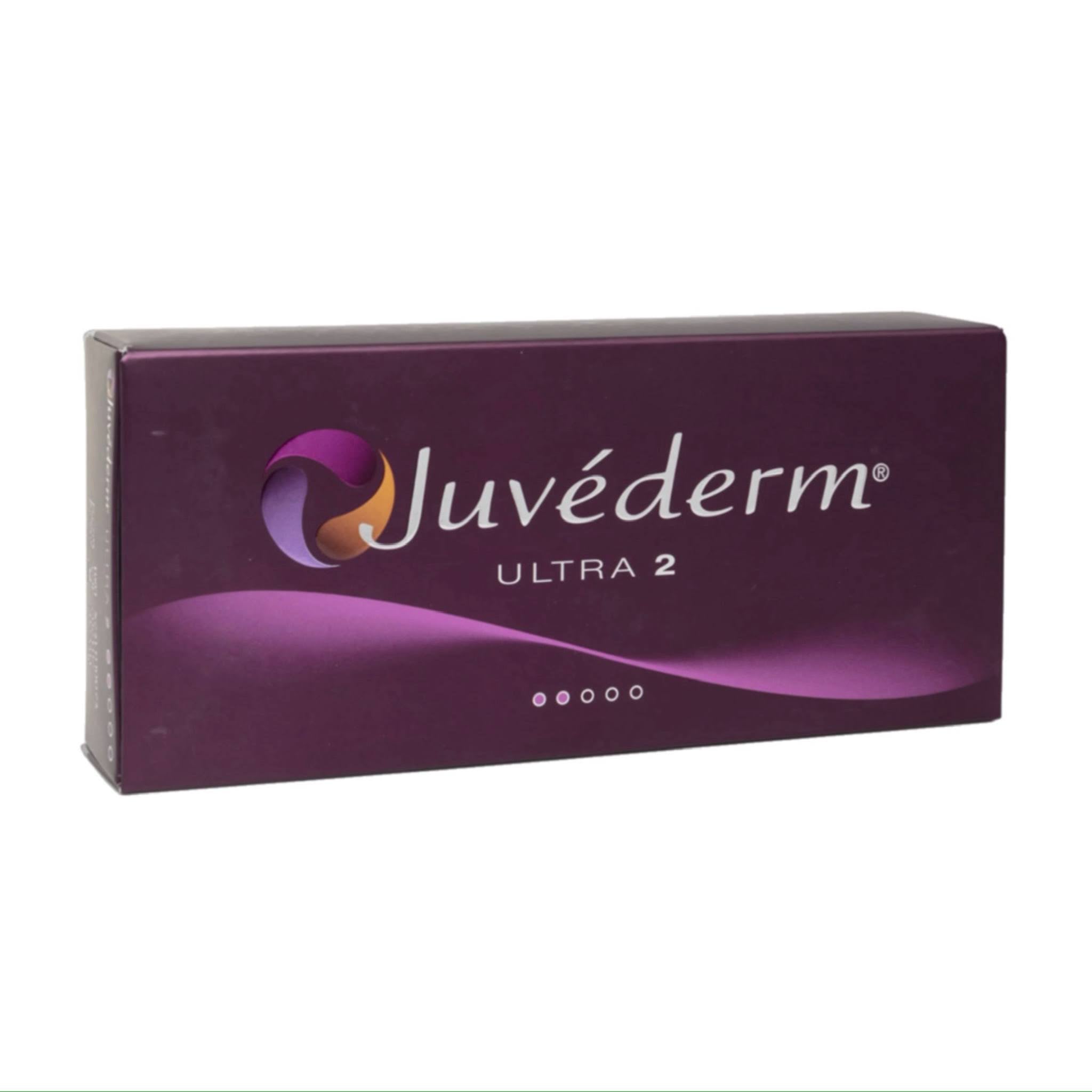 Ultra 2 box. Juvederm dermal filler for fine lines, facial enhancements and lip augmentation.