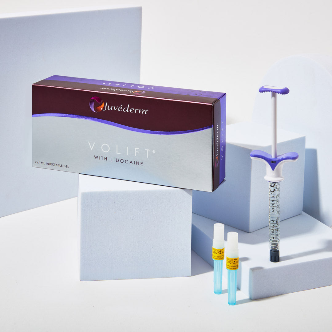 juvederm volift display. Hyaluronic acid dermal filler for restoring facial volume and alleviating deep lines or folds.